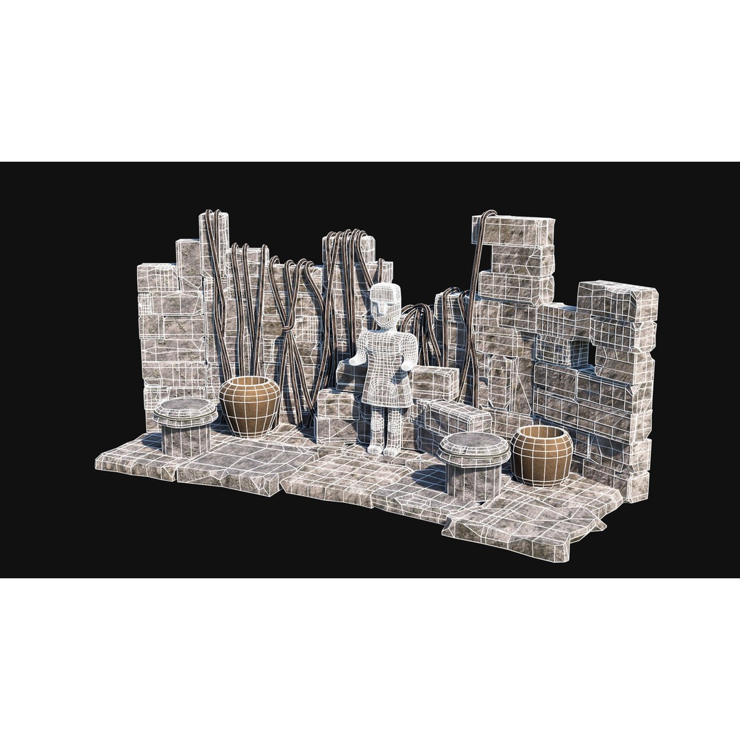 Sacrifice Altar 3D Model – Low Poly Jungle Tribal Construction, FBX, OBJ - View 12
