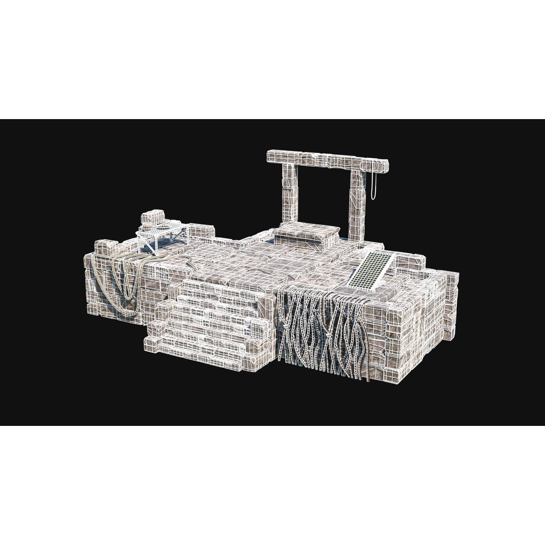 Sacrifice Altar 3D Model – Low Poly Jungle Tribal Construction, FBX, OBJ - View 18