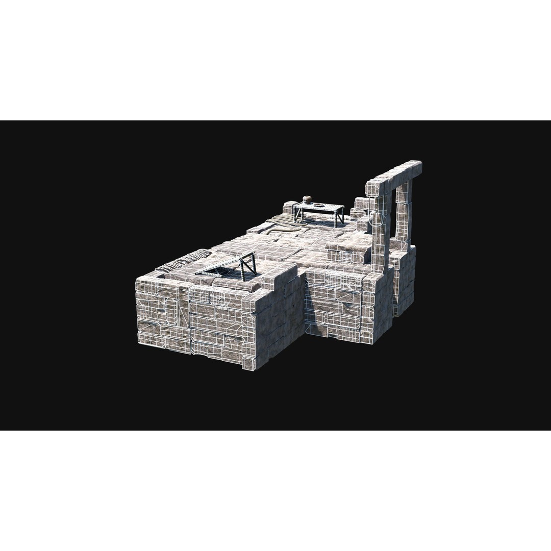 Sacrifice Altar 3D Model – Low Poly Jungle Tribal Construction, FBX, OBJ - View 19