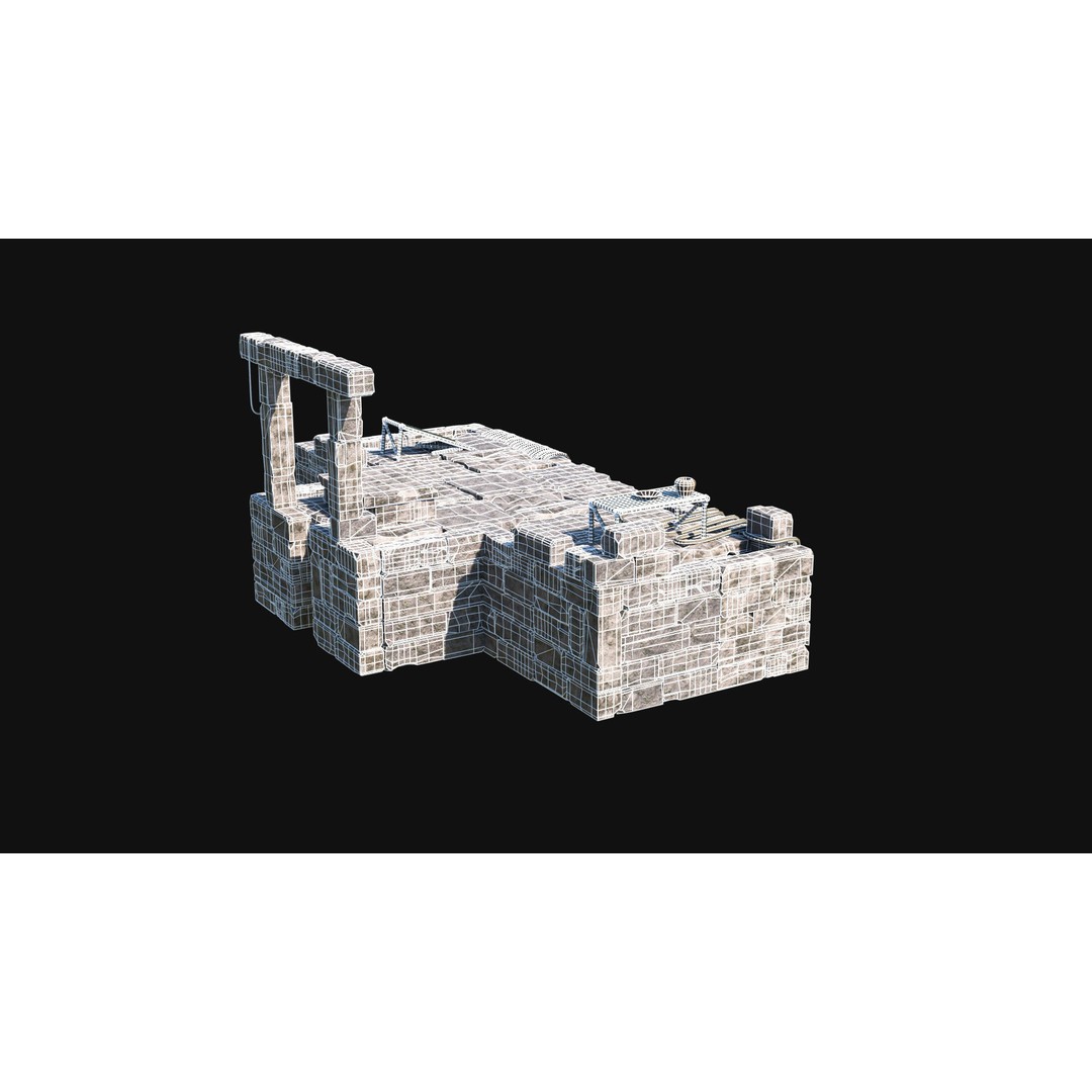 Sacrifice Altar 3D Model – Low Poly Jungle Tribal Construction, FBX, OBJ - View 20