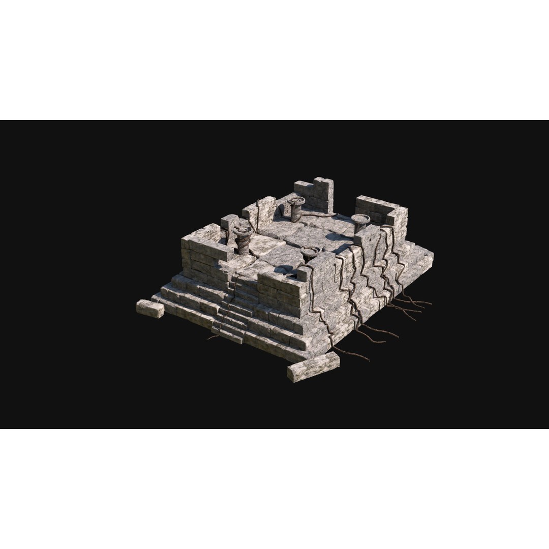 Sacrifice Altar 3D Model – Low Poly Jungle Tribal Construction, FBX, OBJ - View 21