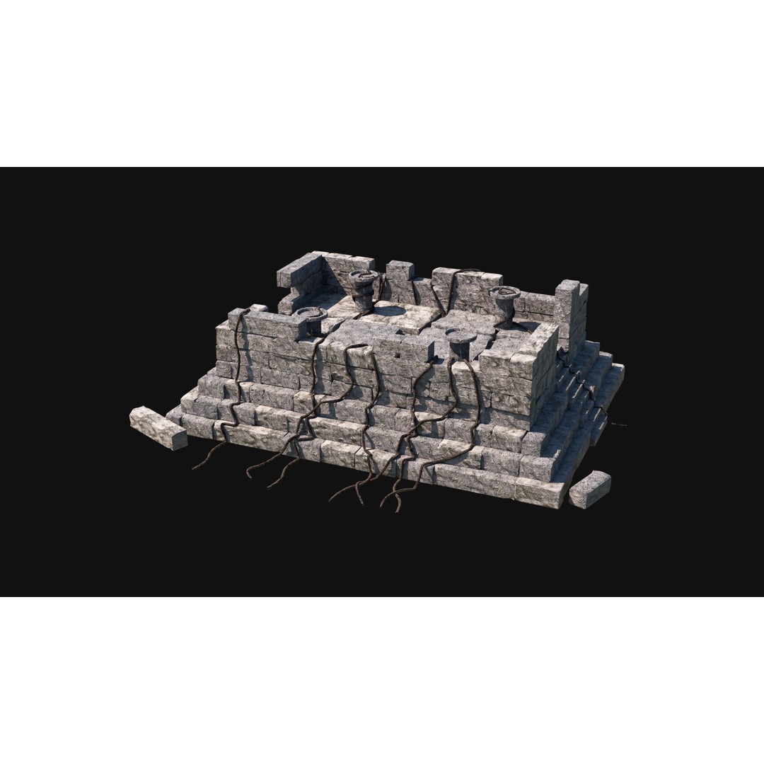 Sacrifice Altar 3D Model – Low Poly Jungle Tribal Construction, FBX, OBJ - View 22