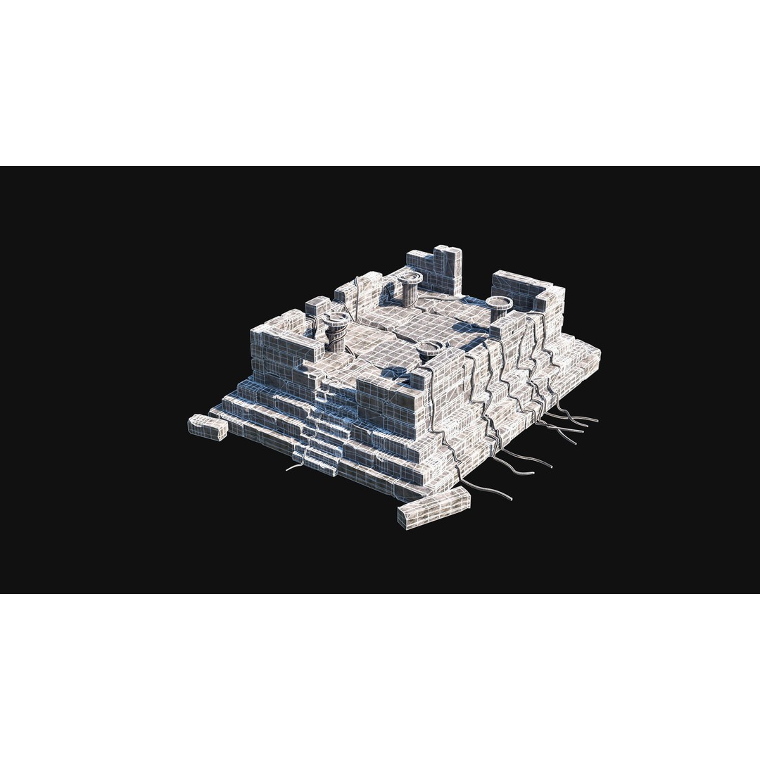Sacrifice Altar 3D Model – Low Poly Jungle Tribal Construction, FBX, OBJ - View 24