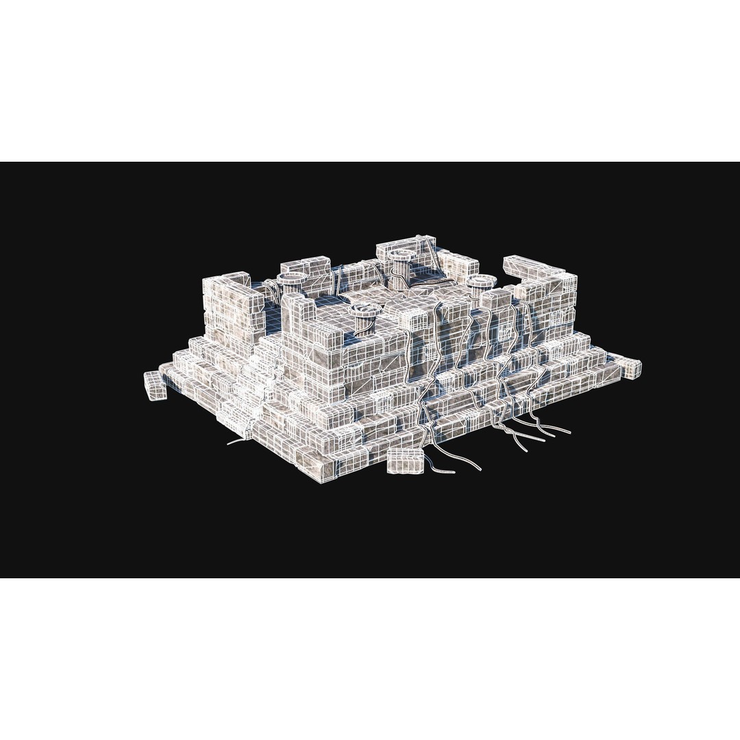 Sacrifice Altar 3D Model – Low Poly Jungle Tribal Construction, FBX, OBJ - View 26