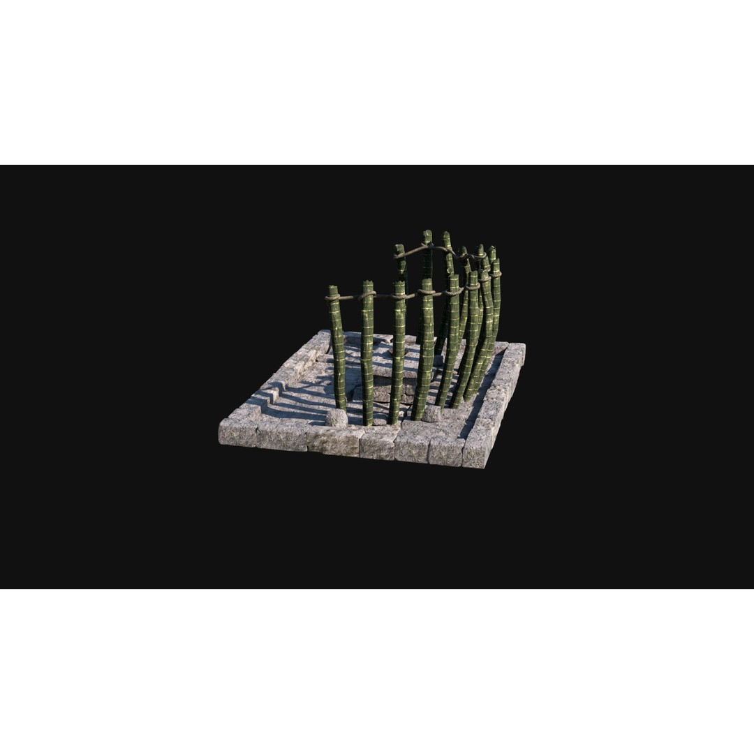Sacrifice Altar 3D Model – Low Poly Jungle Tribal Construction, FBX, OBJ - View 28
