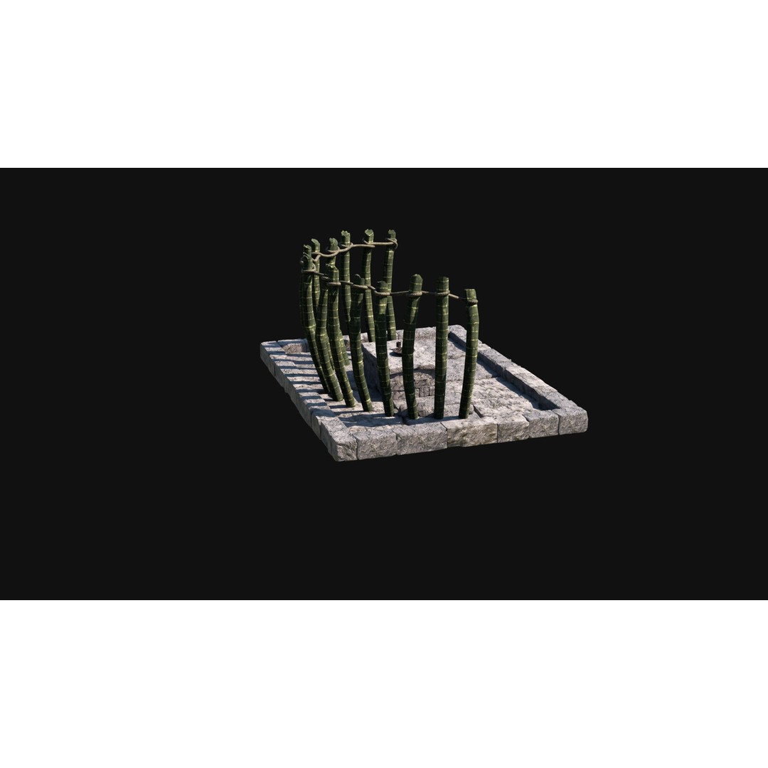 Sacrifice Altar 3D Model – Low Poly Jungle Tribal Construction, FBX, OBJ - View 29