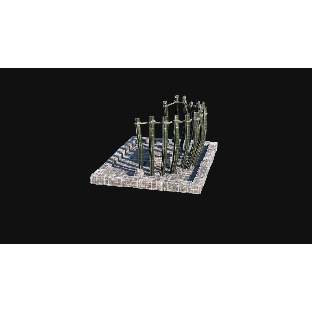 Sacrifice Altar 3D Model – Low Poly Jungle Tribal Construction, FBX, OBJ - View 31