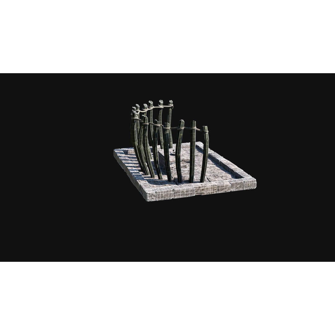 Sacrifice Altar 3D Model – Low Poly Jungle Tribal Construction, FBX, OBJ - View 32