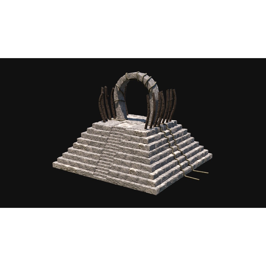 Sacrifice Altar 3D Model – Low Poly Jungle Tribal Construction, FBX, OBJ - View 33