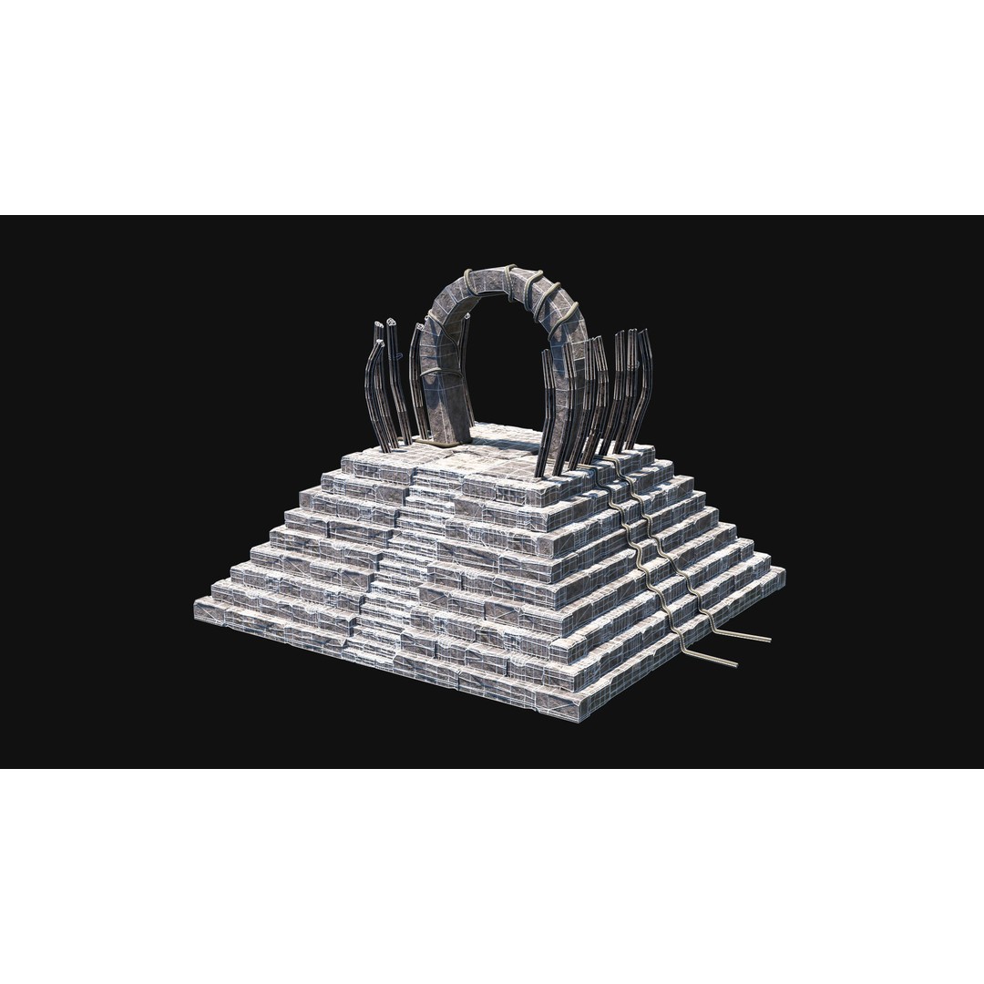 Sacrifice Altar 3D Model – Low Poly Jungle Tribal Construction, FBX, OBJ - View 36
