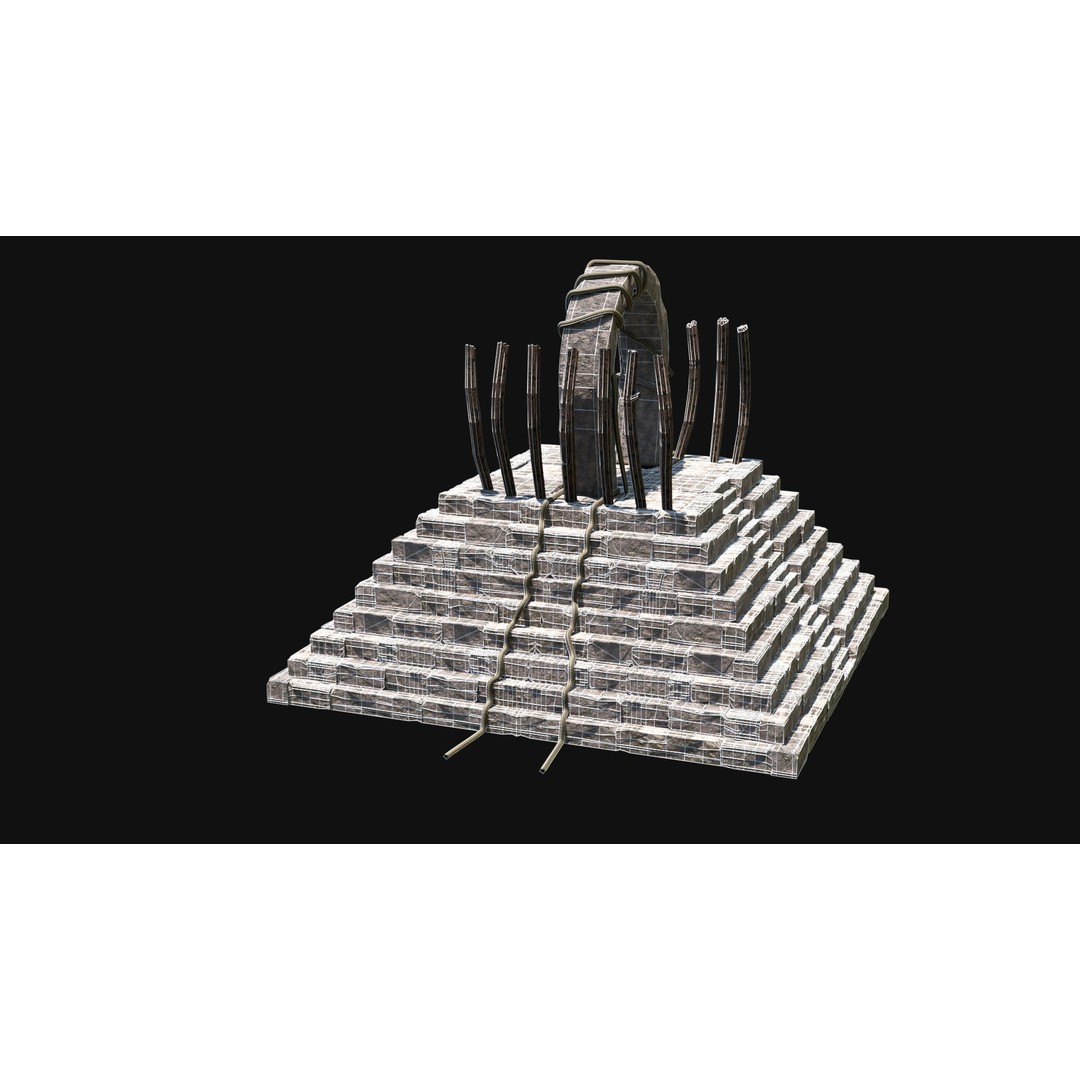 Sacrifice Altar 3D Model – Low Poly Jungle Tribal Construction, FBX, OBJ - View 37