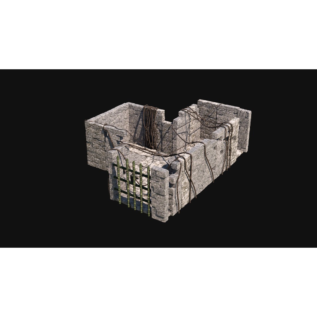 Sacrifice Altar 3D Model – Low Poly Jungle Tribal Construction, FBX, OBJ - View 4