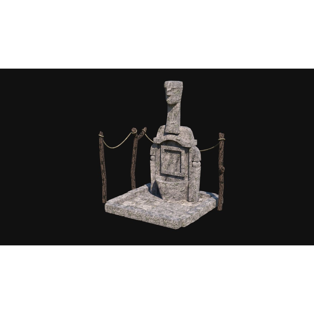 Sacrifice Altar 3D Model – Low Poly Jungle Tribal Construction, FBX, OBJ - View 51