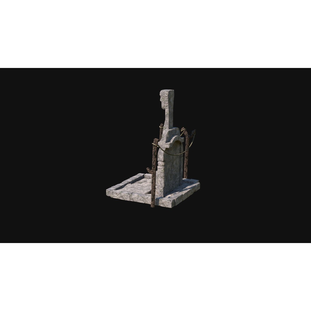 Sacrifice Altar 3D Model – Low Poly Jungle Tribal Construction, FBX, OBJ - View 52