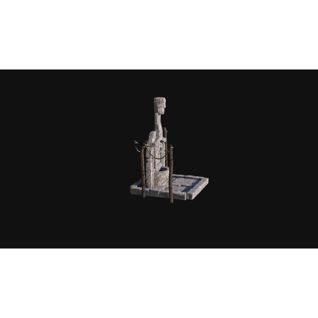 Sacrifice Altar 3D Model – Low Poly Jungle Tribal Construction, FBX, OBJ - View 53