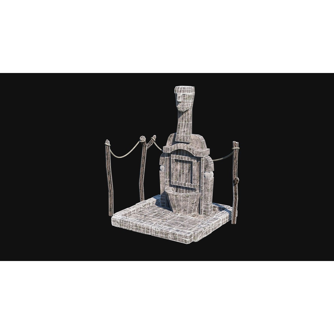 Sacrifice Altar 3D Model – Low Poly Jungle Tribal Construction, FBX, OBJ - View 54