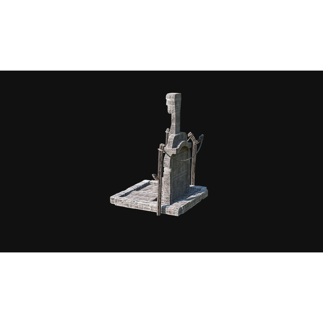 Sacrifice Altar 3D Model – Low Poly Jungle Tribal Construction, FBX, OBJ - View 55