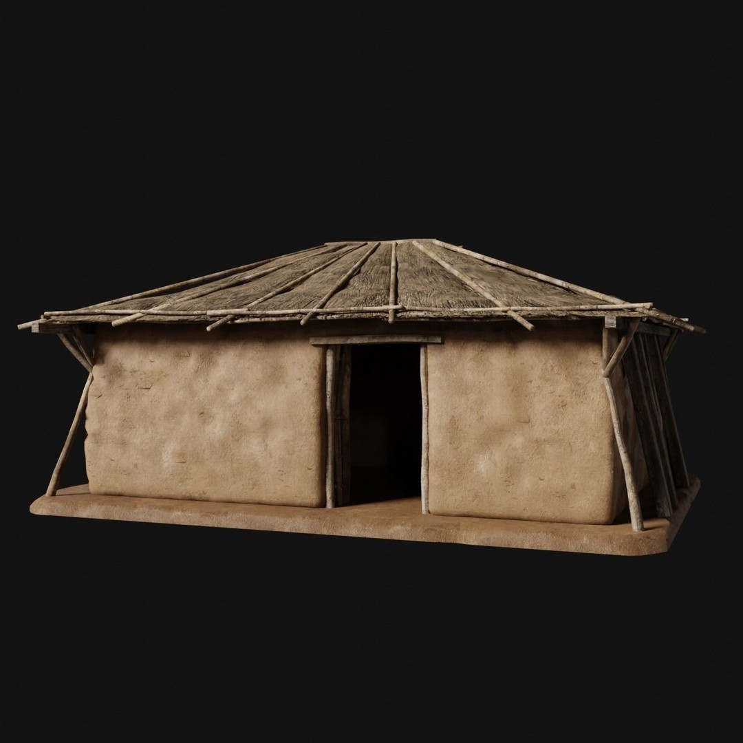 Primitive Huts 3D Model – Low Poly Game-Ready Asset, FBX & OBJ - View 11