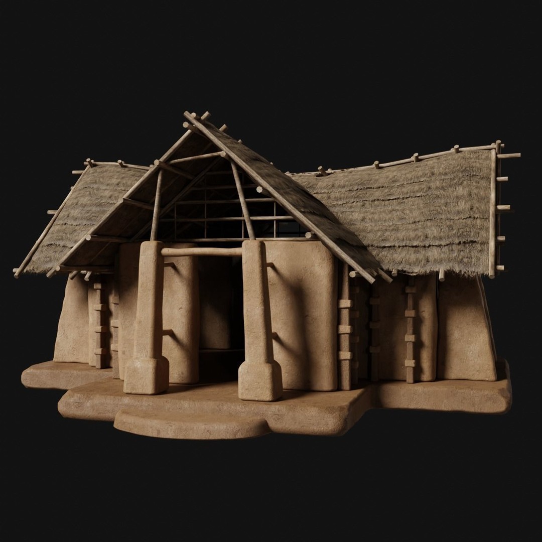 Primitive Huts 3D Model – Low Poly Game-Ready Asset, FBX & OBJ - View 27