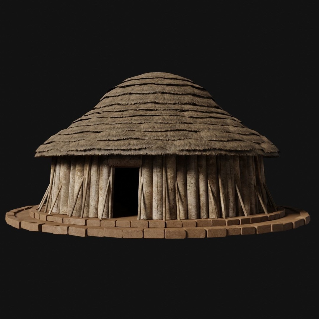 Primitive Huts 3D Model – Low Poly Game-Ready Asset, FBX & OBJ - View 3