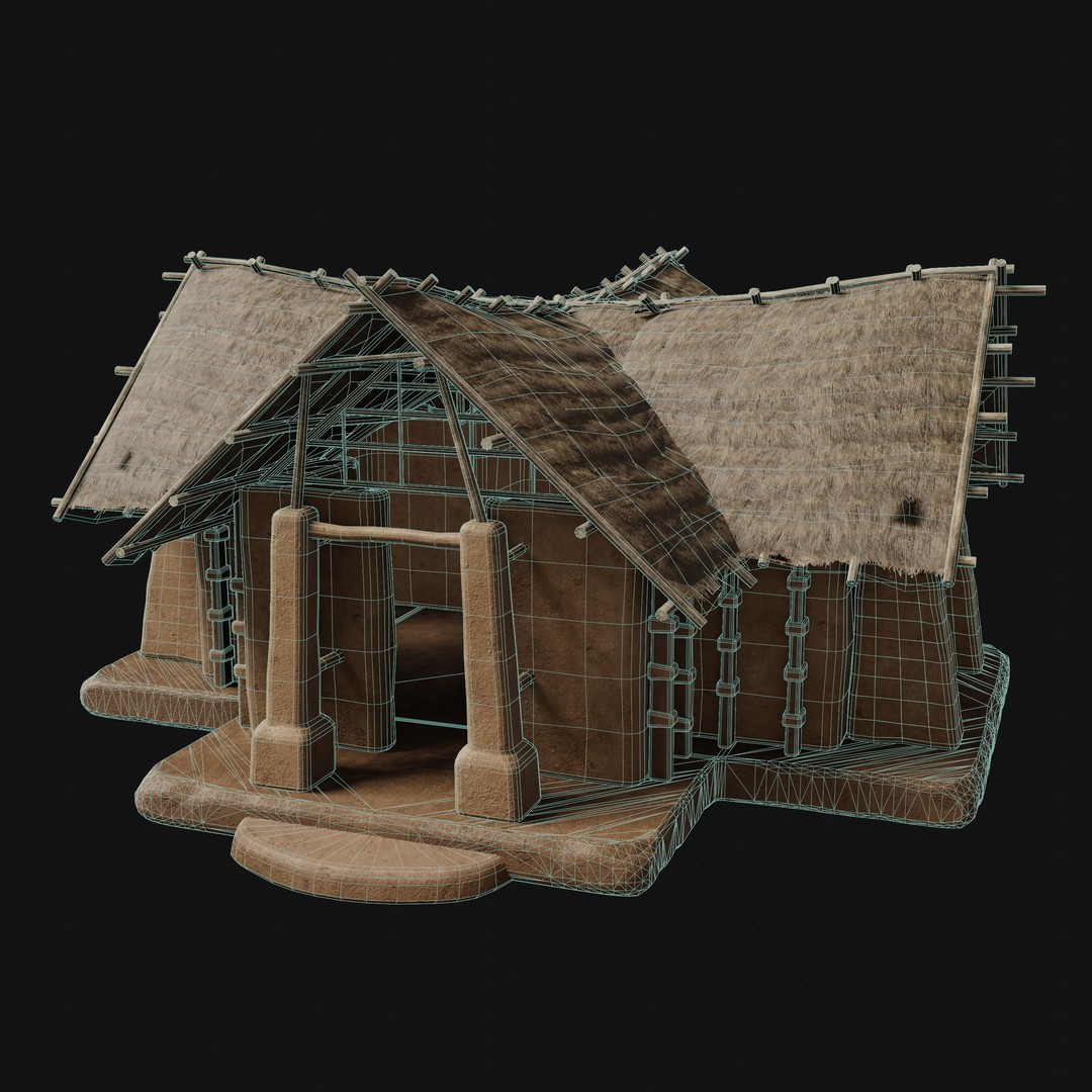Primitive Huts 3D Model – Low Poly Game-Ready Asset, FBX & OBJ - View 30