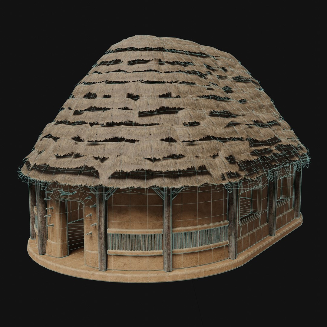 Primitive Huts 3D Model – Low Poly Game-Ready Asset, FBX & OBJ - View 34