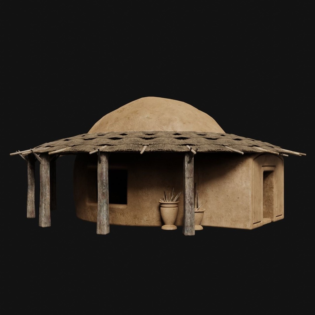 Primitive Huts 3D Model – Low Poly Game-Ready Asset, FBX & OBJ - View 37