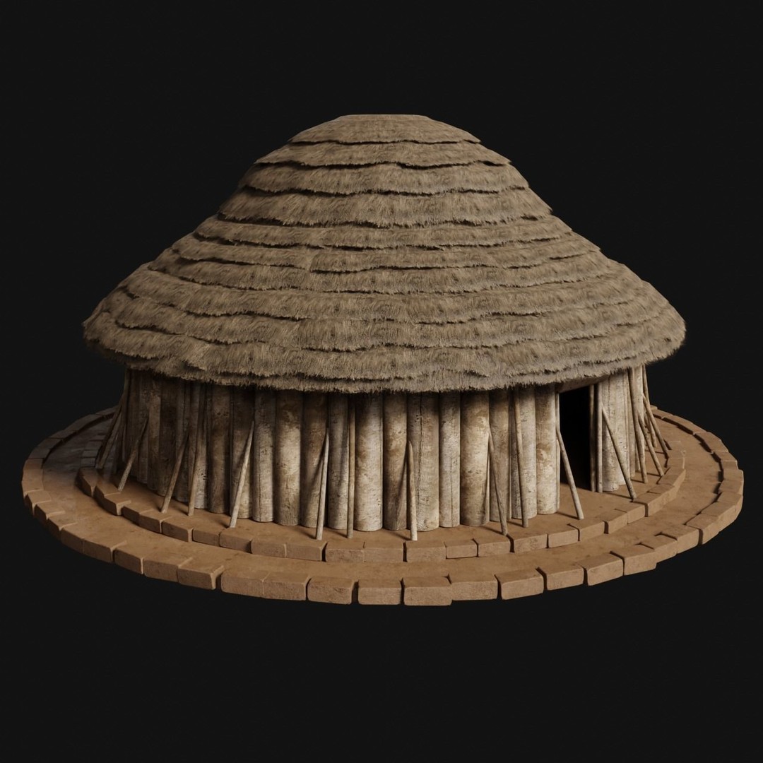 Primitive Huts 3D Model – Low Poly Game-Ready Asset, FBX & OBJ - View 4