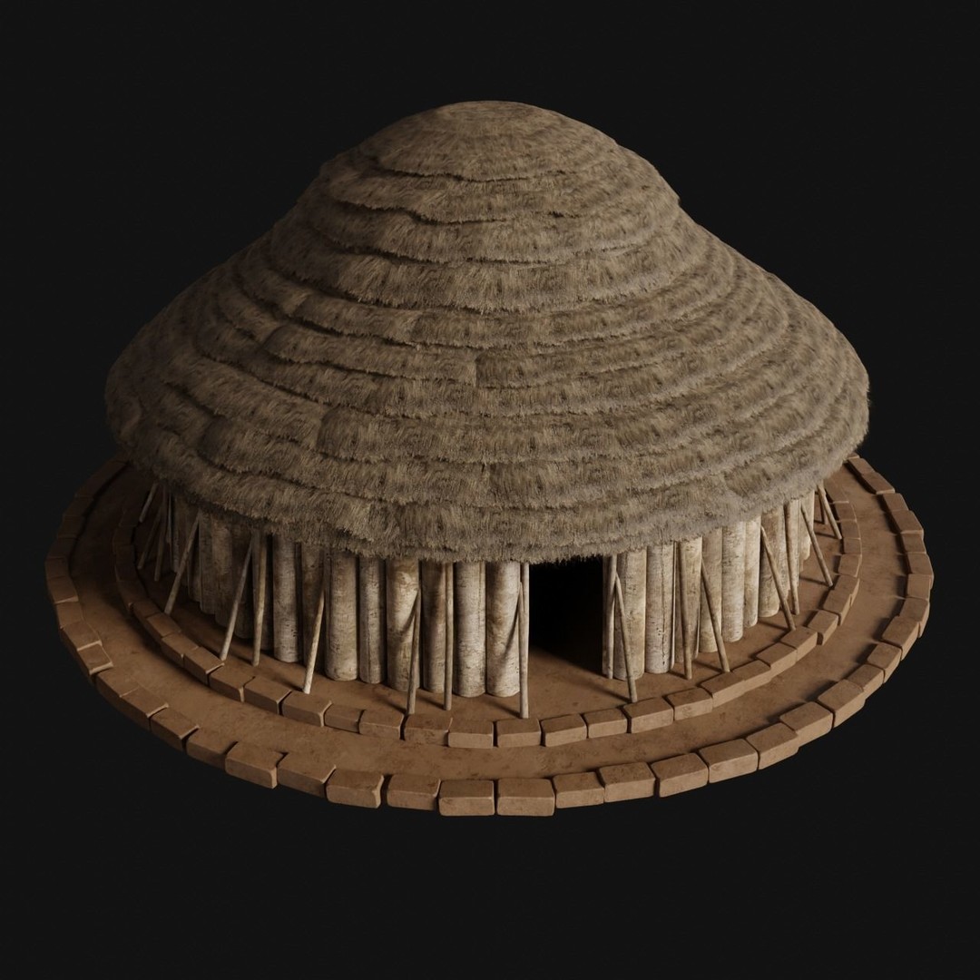 Primitive Huts 3D Model – Low Poly Game-Ready Asset, FBX & OBJ - View 5