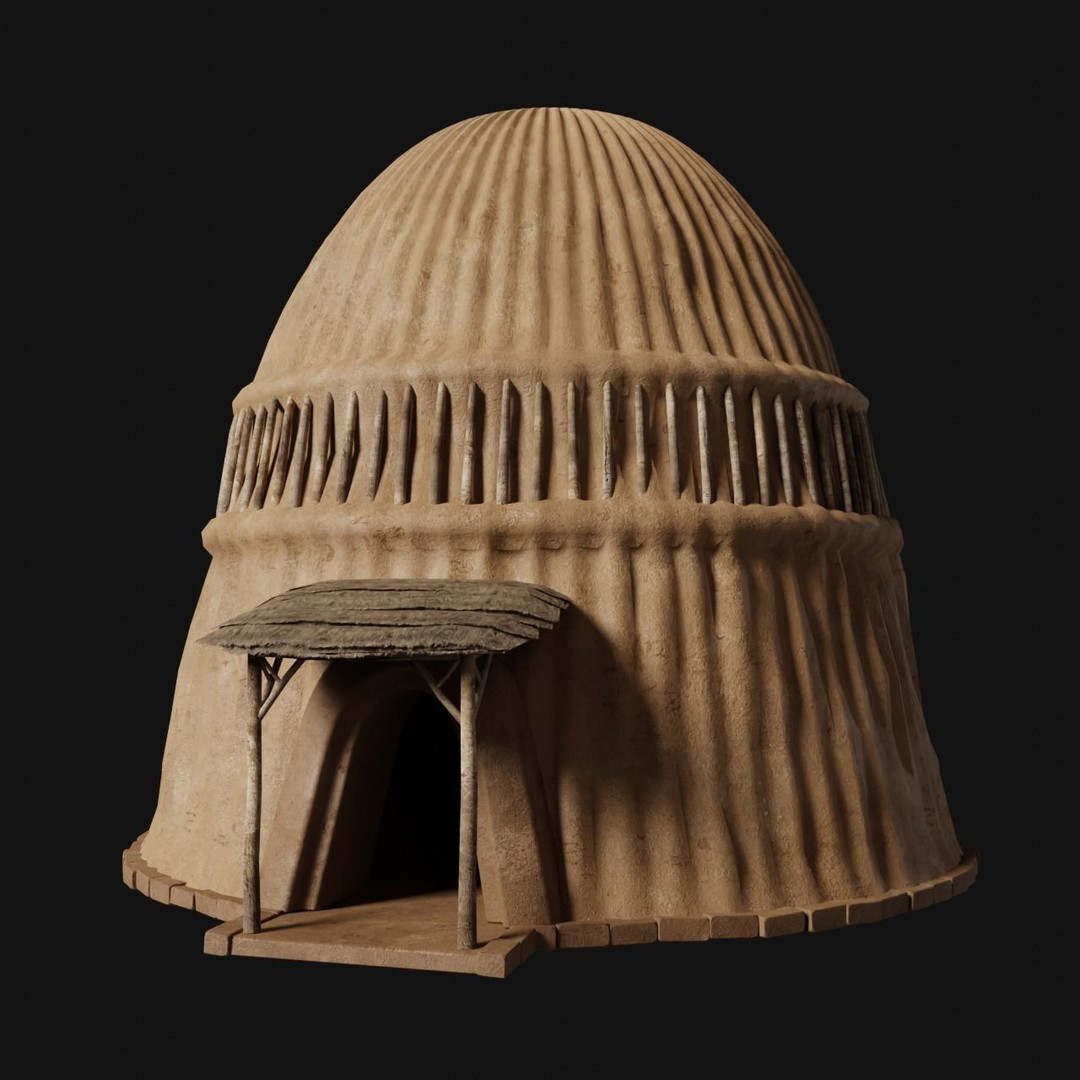 Primitive Huts 3D Model – Low Poly Game-Ready Asset, FBX & OBJ - View 7