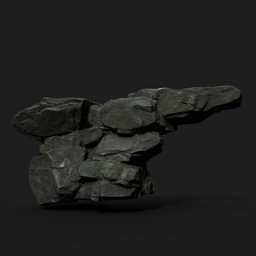 Low Poly Black Rock 3D Model – Ultra HD PBR Textures, FBX, OBJ - View 11
