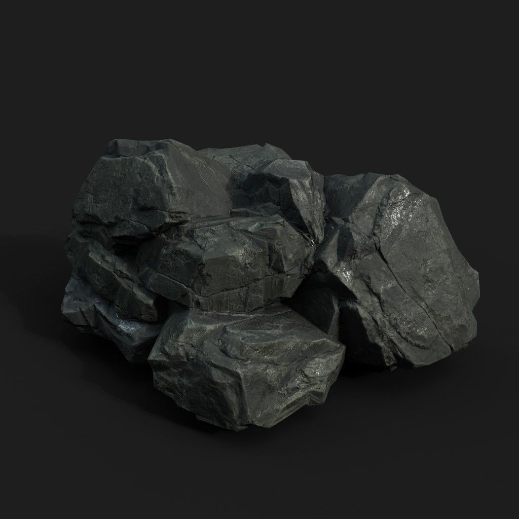 Low Poly Black Rock 3D Model – Ultra HD PBR Textures, FBX, OBJ - View 13