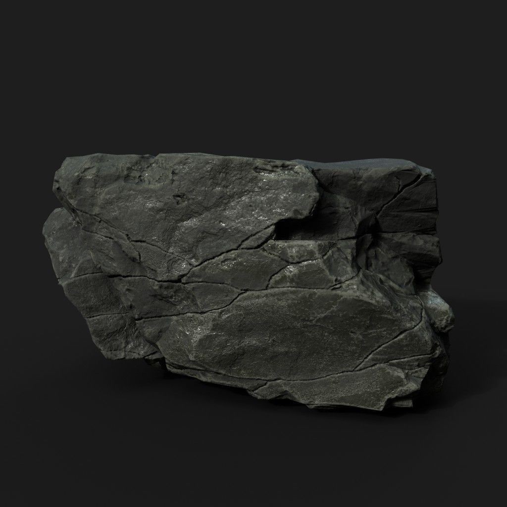 Low Poly Black Rock 3D Model – Ultra HD PBR Textures, FBX, OBJ - View 15