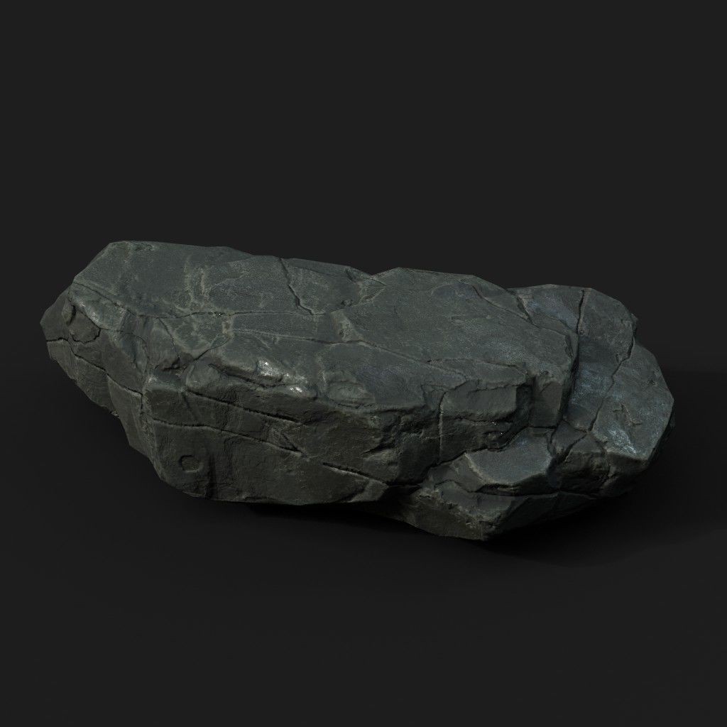 Low Poly Black Rock 3D Model – Ultra HD PBR Textures, FBX, OBJ - View 17