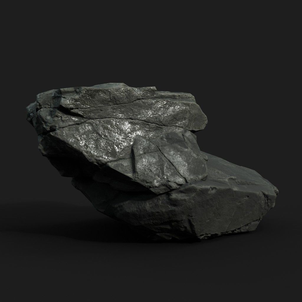 Low Poly Black Rock 3D Model – Ultra HD PBR Textures, FBX, OBJ - View 5