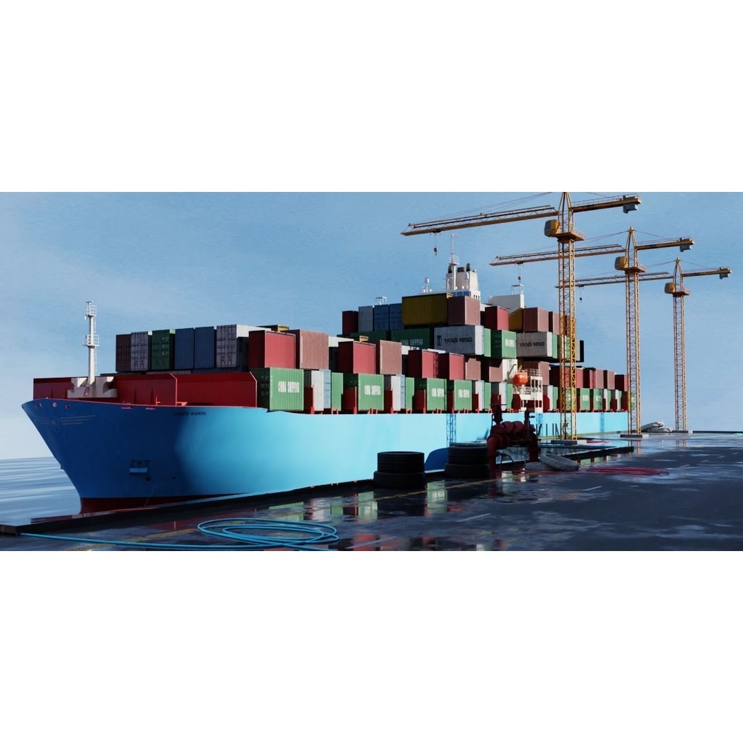 Cargo Ship 3D Model – Low Poly PBR Game Asset, Blender, FBX