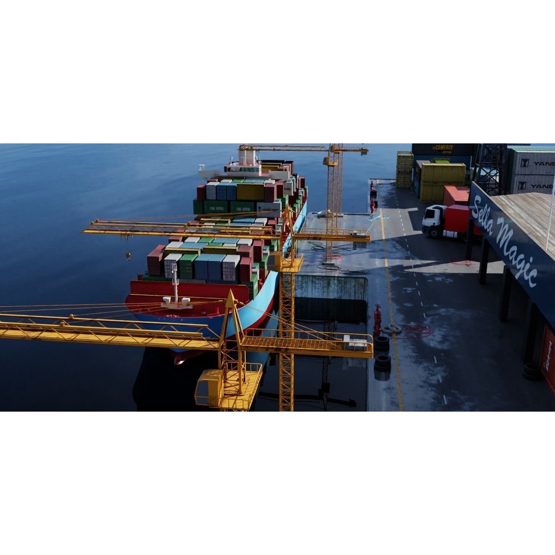 Cargo Ship 3D Model – Low Poly PBR Game Asset, Blender, FBX - View 14