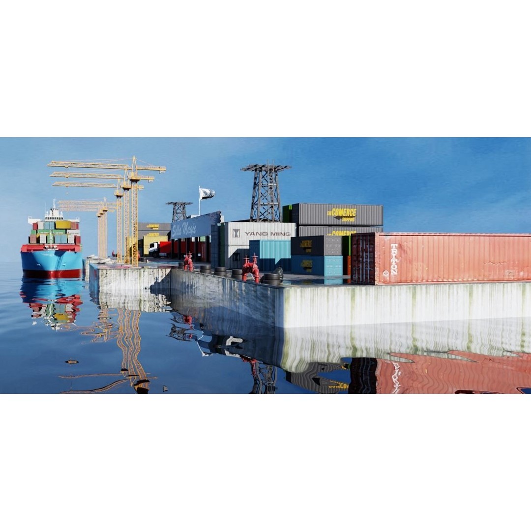 Cargo Ship 3D Model – Low Poly PBR Game Asset, Blender, FBX - View 15