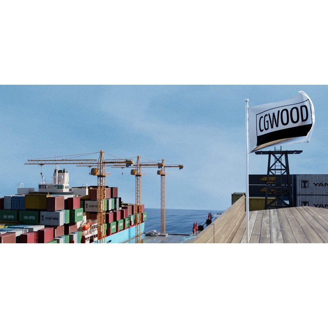 Cargo Ship 3D Model – Low Poly PBR Game Asset, Blender, FBX - View 19