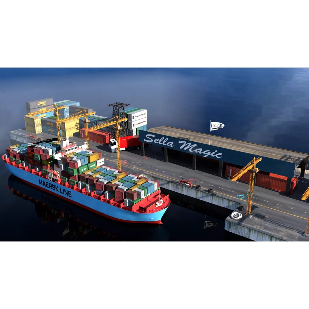 Cargo Ship 3D Model – Low Poly PBR Game Asset, Blender, FBX - View 2
