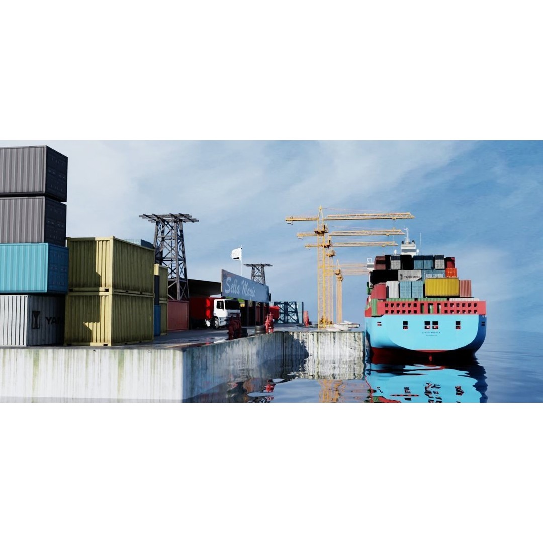 Cargo Ship 3D Model – Low Poly PBR Game Asset, Blender, FBX - View 25