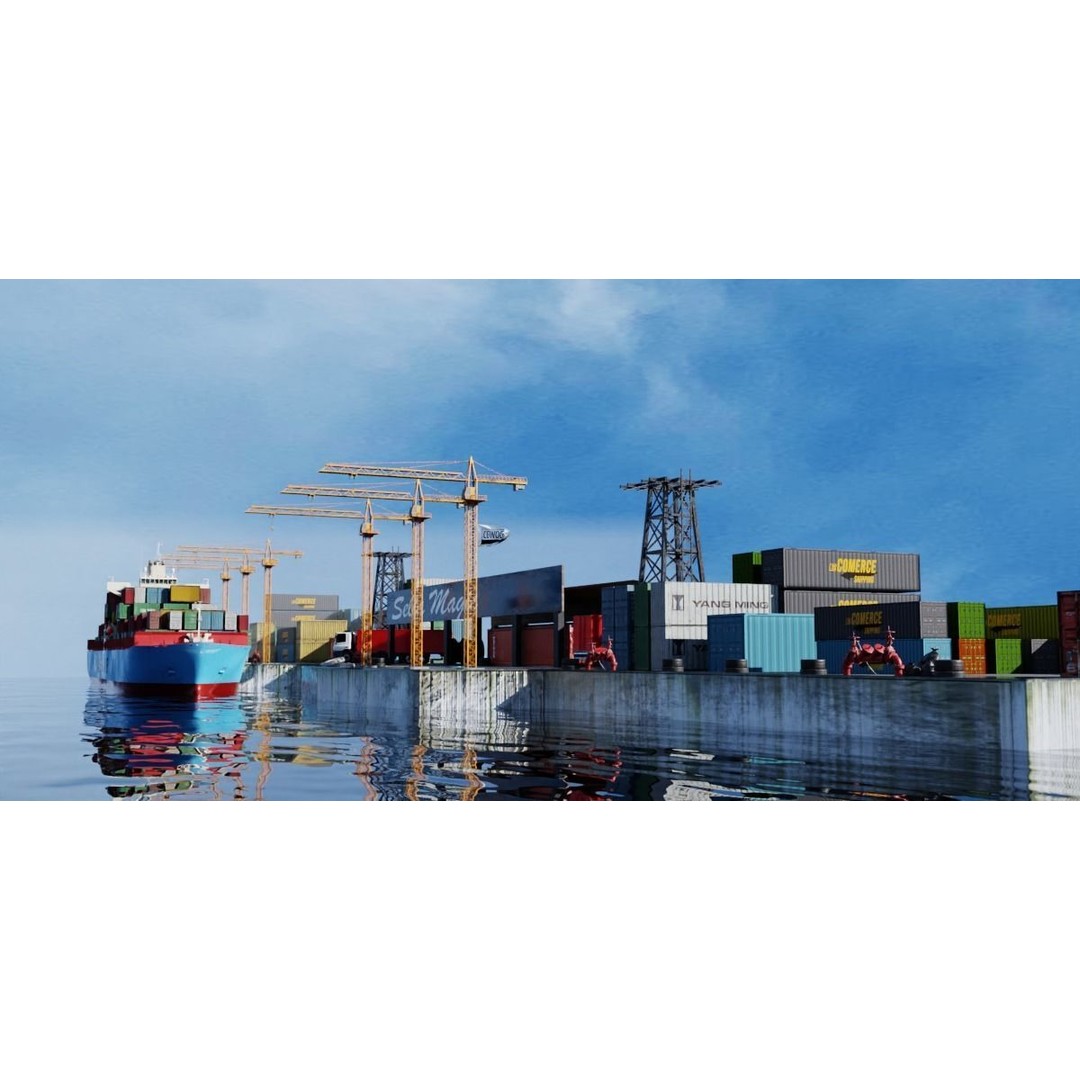 Cargo Ship 3D Model – Low Poly PBR Game Asset, Blender, FBX - View 28