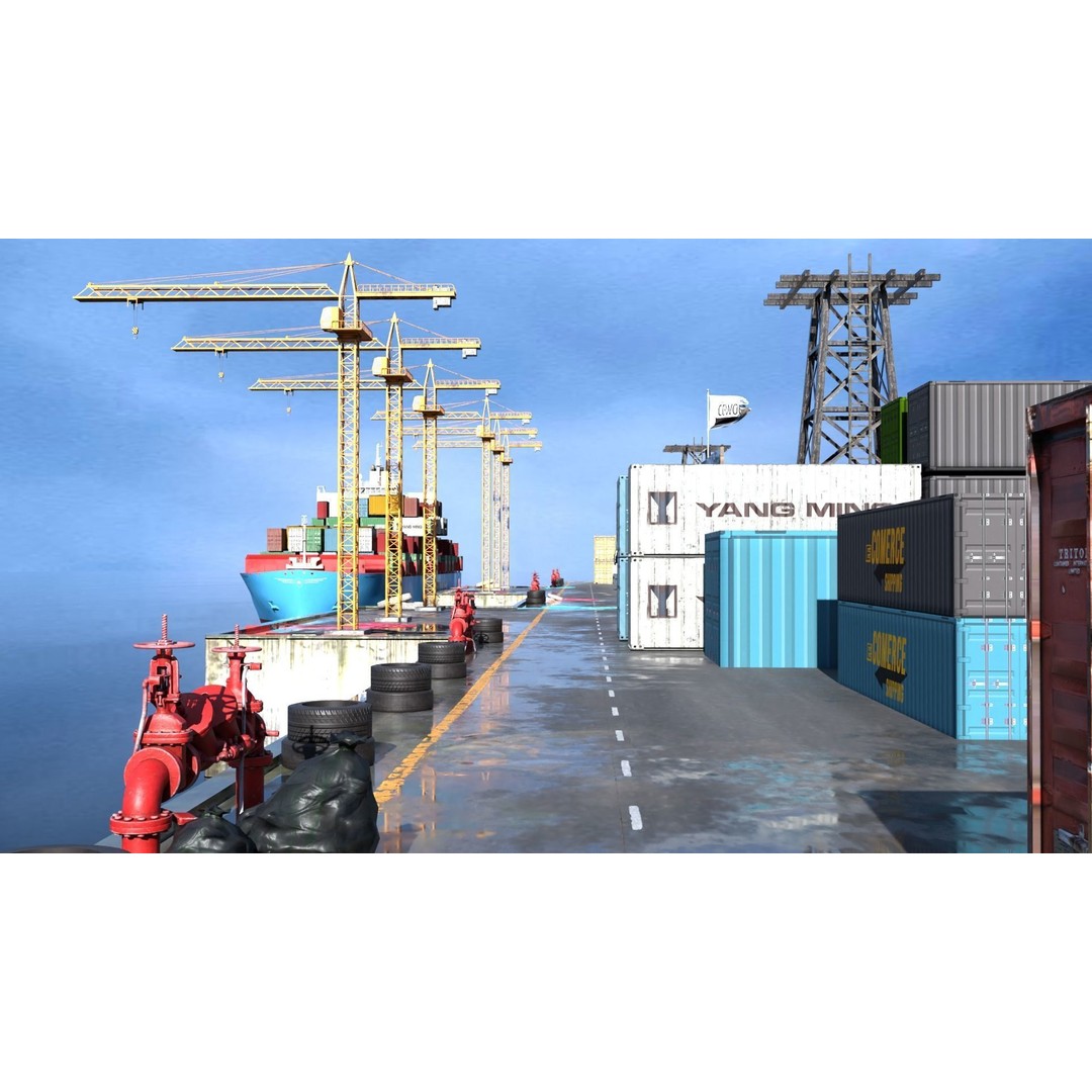 Cargo Ship 3D Model – Low Poly PBR Game Asset, Blender, FBX - View 3
