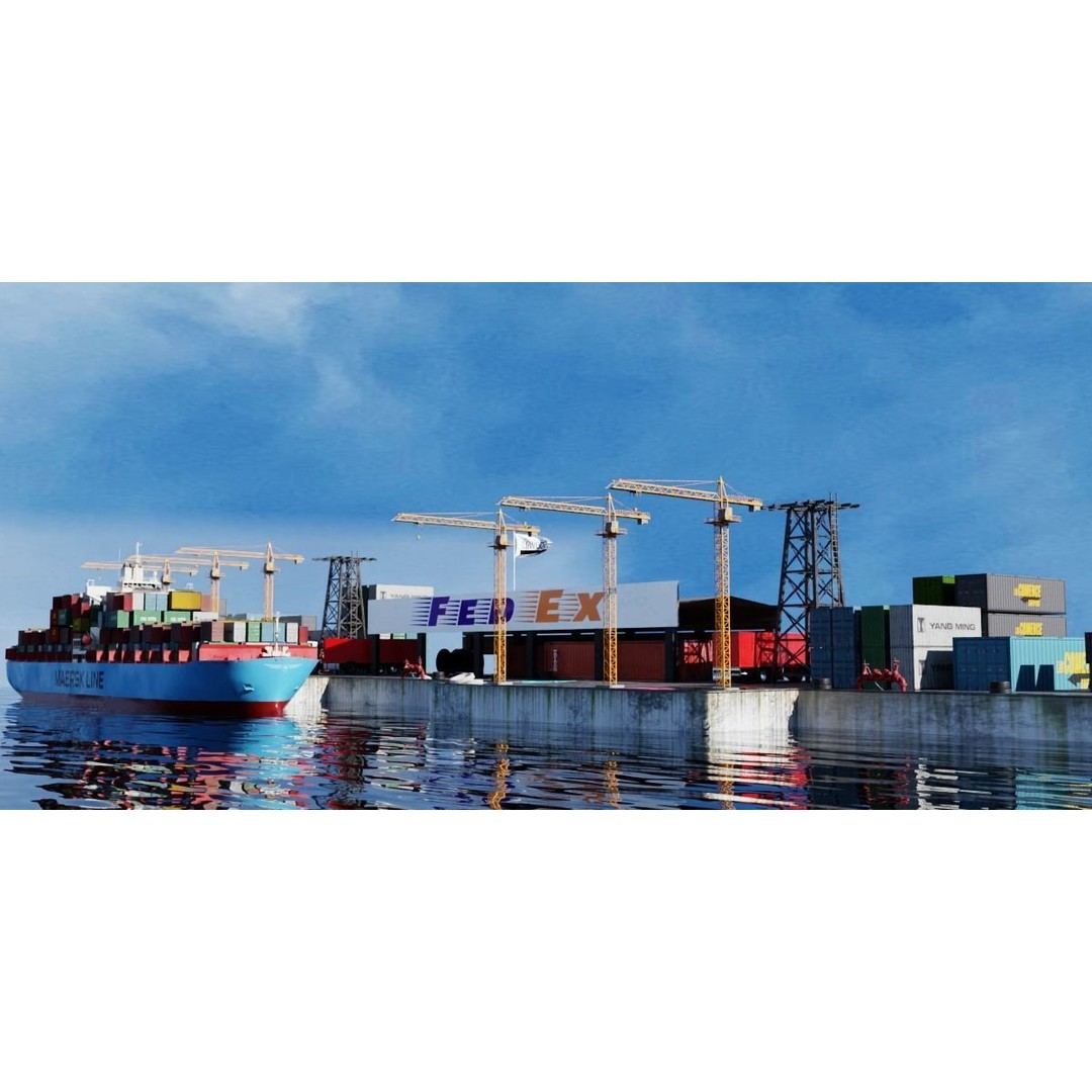 Cargo Ship 3D Model – Low Poly PBR Game Asset, Blender, FBX - View 30