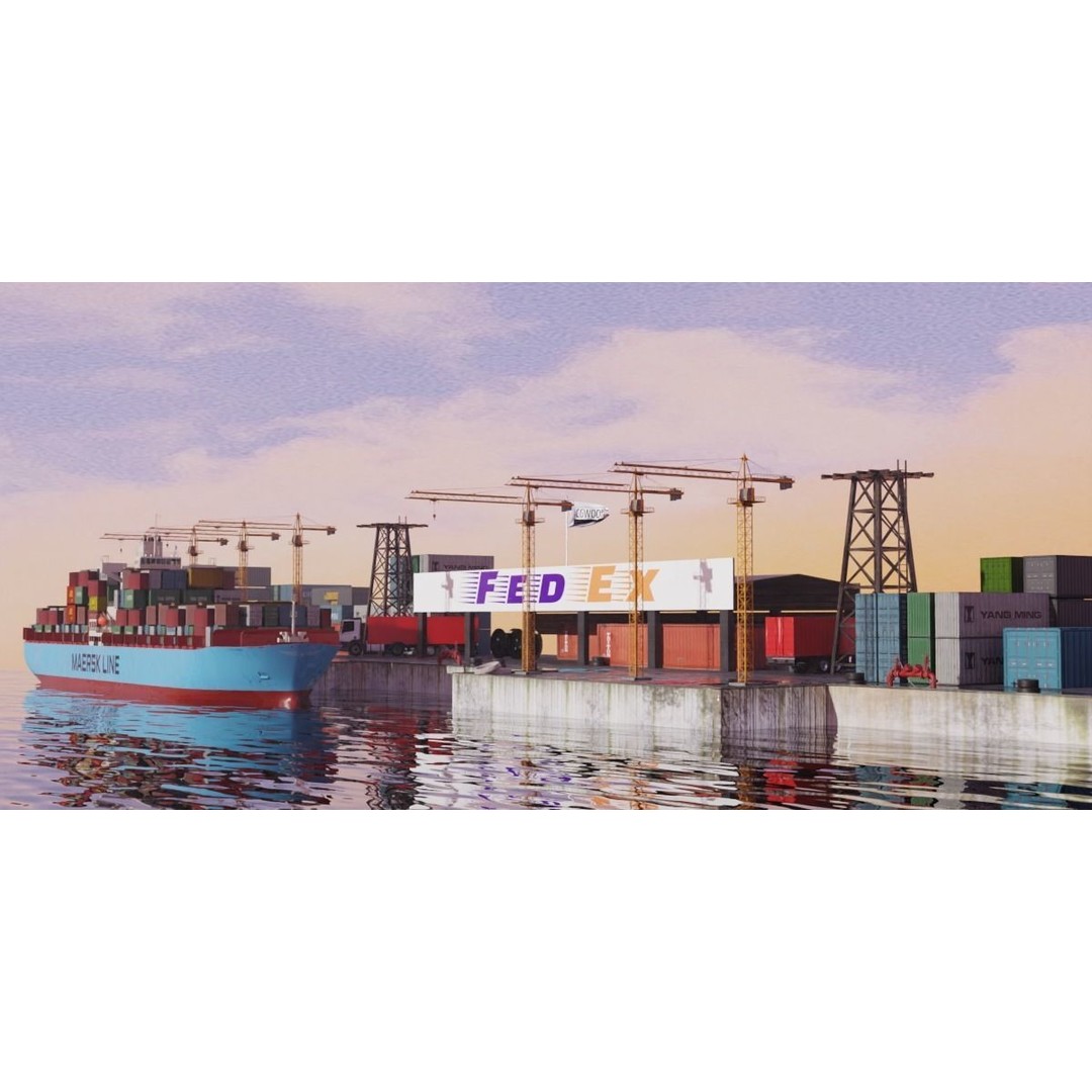 Cargo Ship 3D Model – Low Poly PBR Game Asset, Blender, FBX - View 33