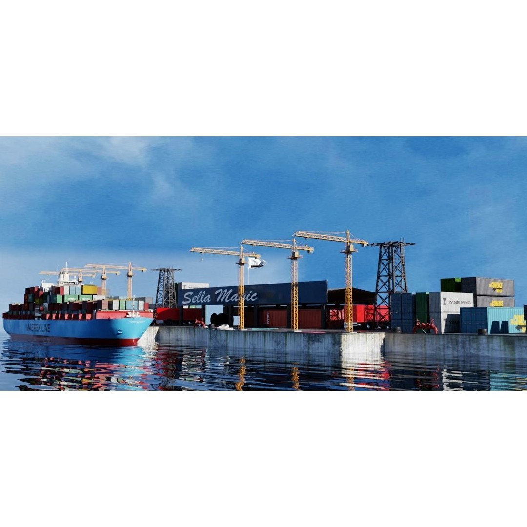 Cargo Ship 3D Model – Low Poly PBR Game Asset, Blender, FBX - View 34