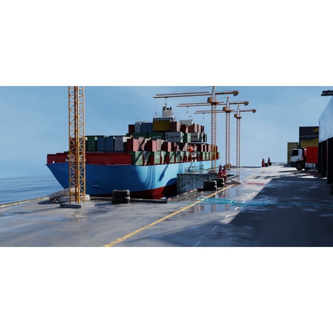 Cargo Ship 3D Model – Low Poly PBR Game Asset, Blender, FBX - View 6