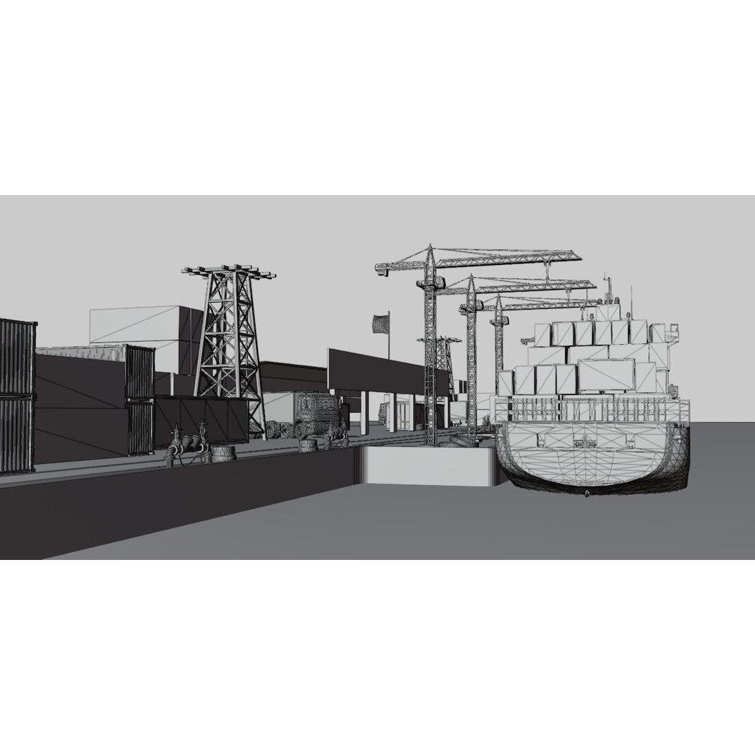Cargo Ship 3D Model – Low Poly PBR Game Asset, Blender, FBX - View 7
