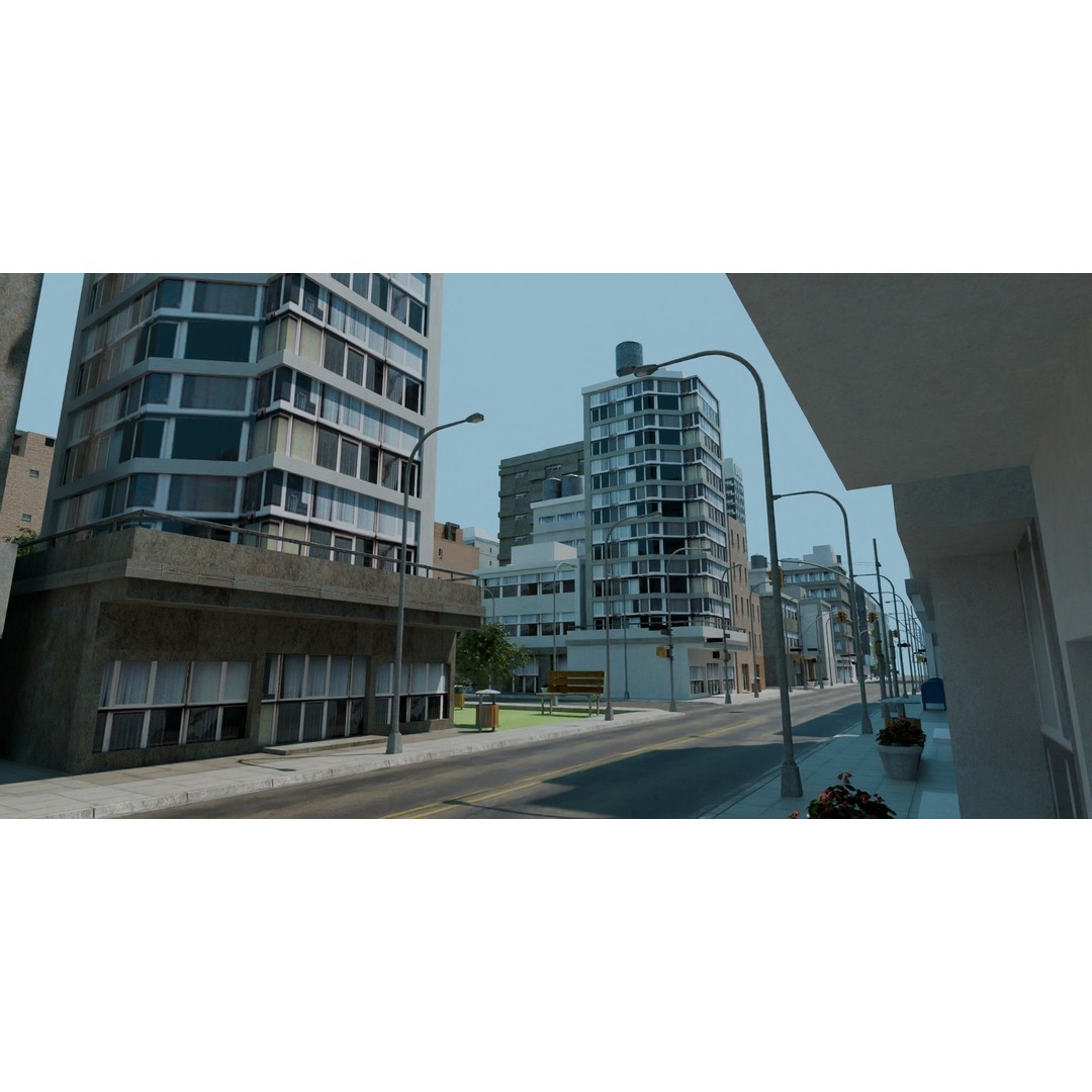 Downtown Skyscraper 3D Model – Low Poly Cityscape Asset, Game Ready - View 10