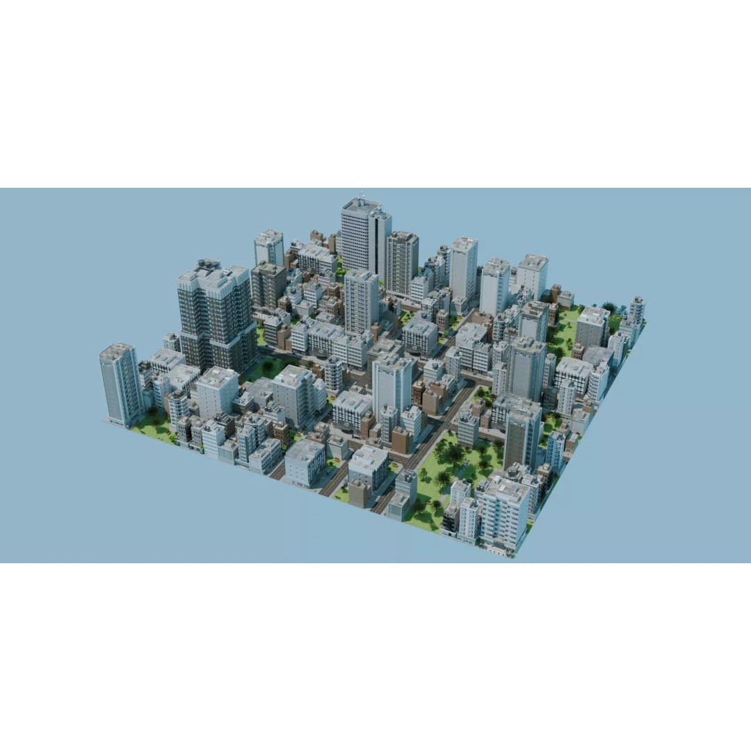 Downtown Skyscraper 3D Model – Low Poly Cityscape Asset, Game Ready - View 2